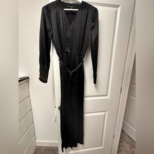 BLACK SATIN JUMPSUIT NWOT